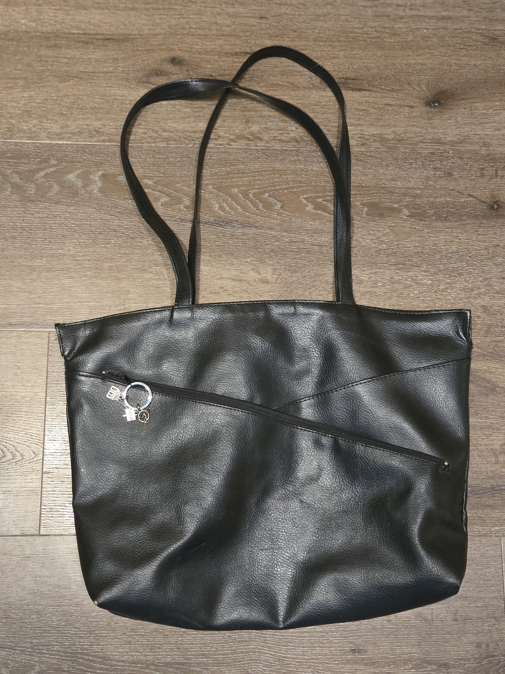 Giorgin Black Faux Leather Tote Bag with Realtor/Real Estate Charms